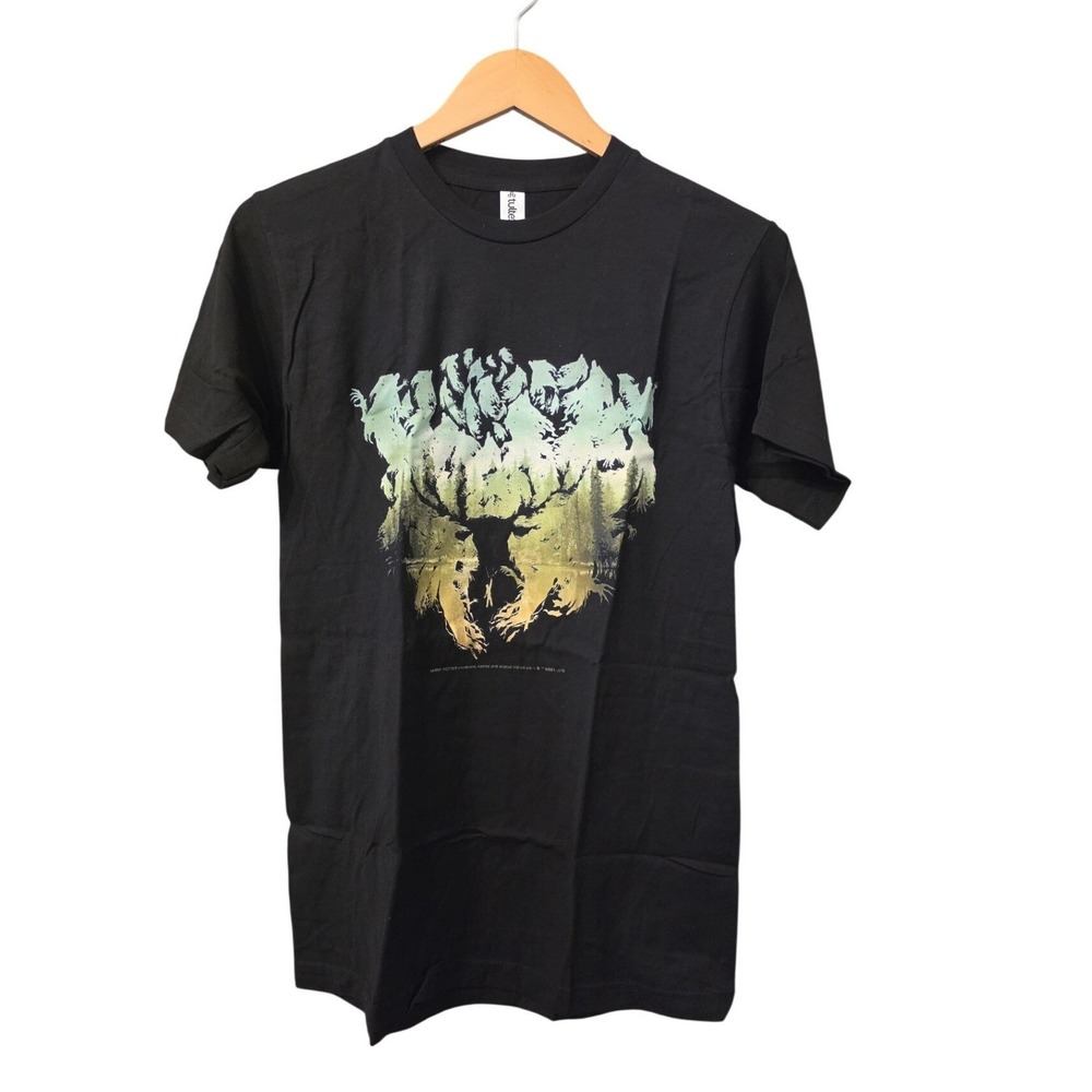 Harry Potter Black Graphic T-Shirt Forest Stag Patronus Tultex Mens Medium